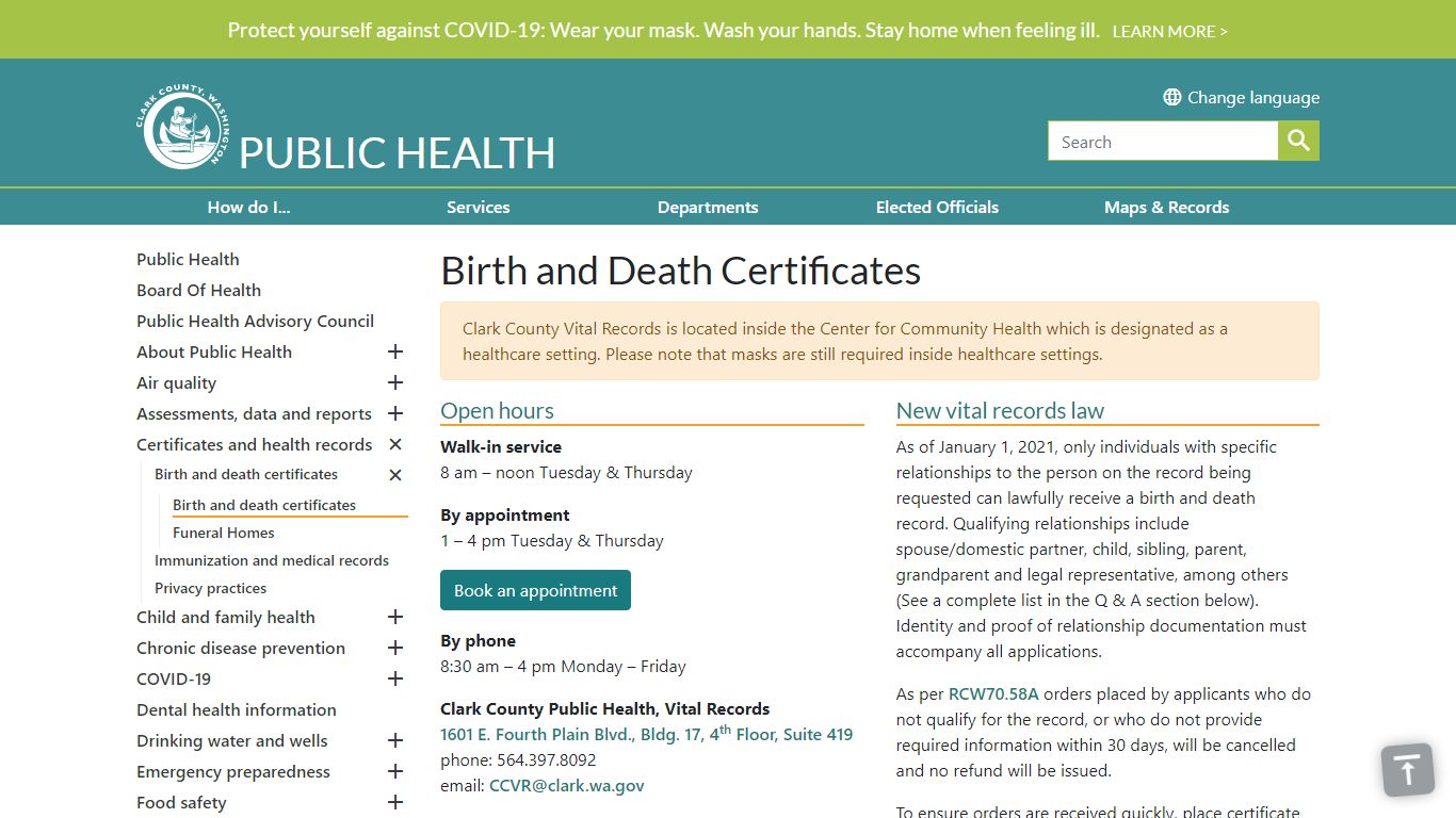 Birth and Death Certificates | Clark County