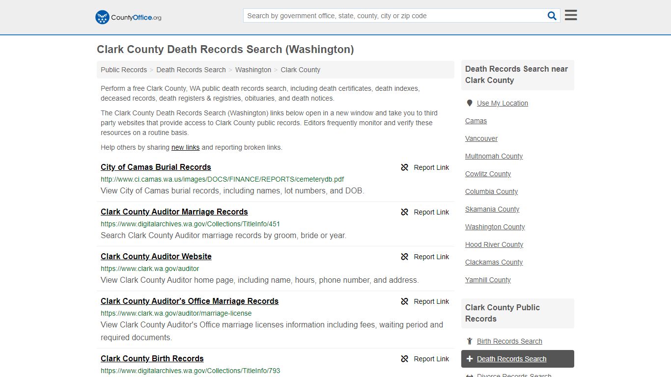 Death Records Search - Clark County, WA (Death ...